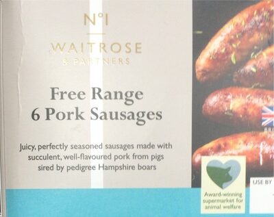 Calories in Waitrose,No 1 Free Range Pork Sausages
