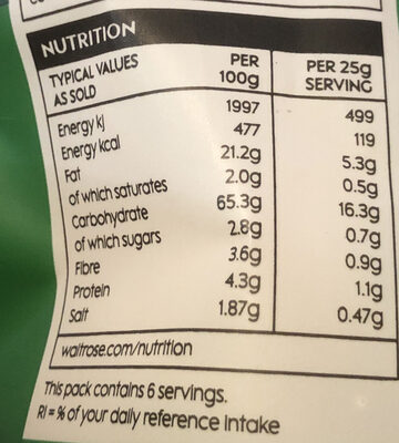 Sour Cream and Chive Mix - Nutrition facts