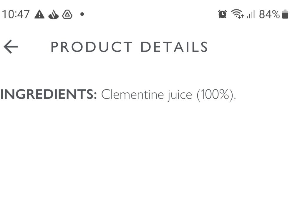 Clementine Juice - Ingredients