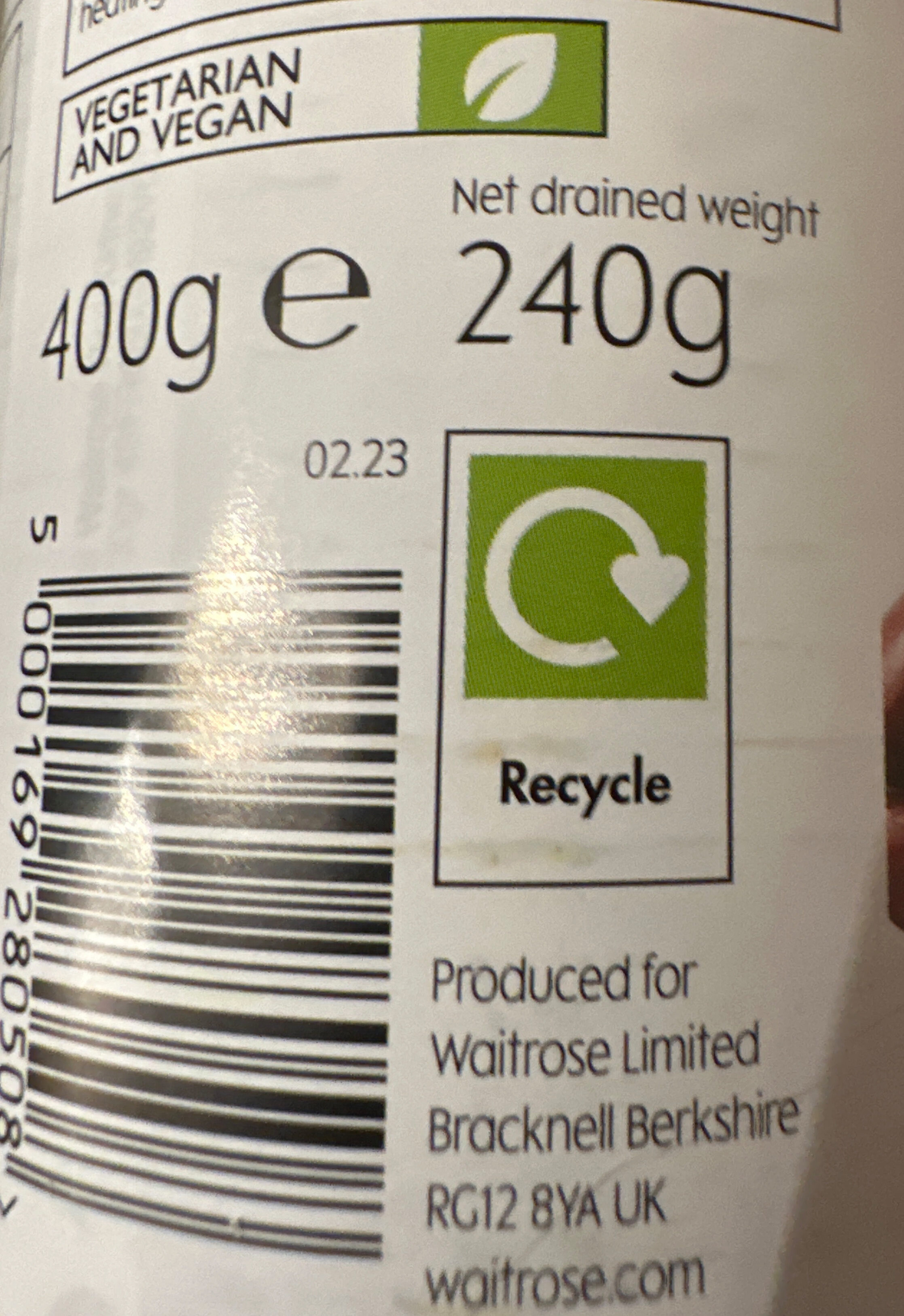 Red kidney beans in water - Recycling instructions and/or packaging information