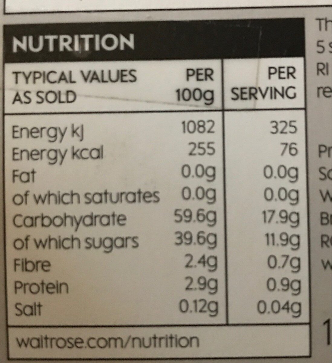 Perfectly soft mango - Nutrition facts