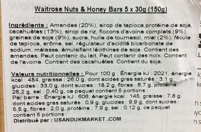 Nuts and honey bars - Ingredients - fr