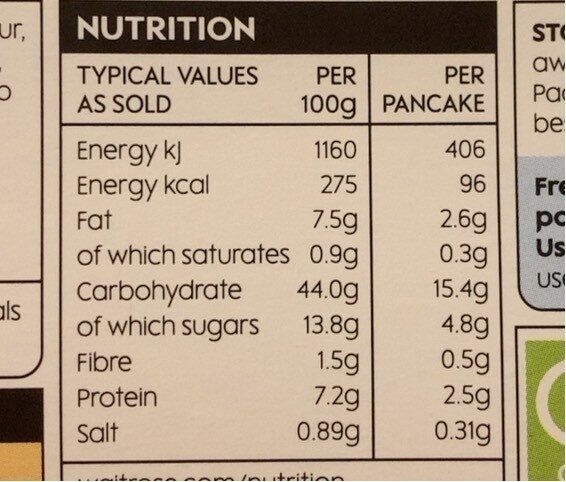 Maple Syrup pancakes - Información nutricional - fr