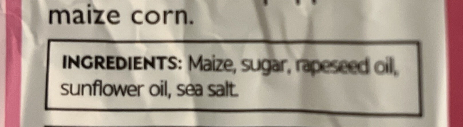 Sea salted popcorns - Ingredientes