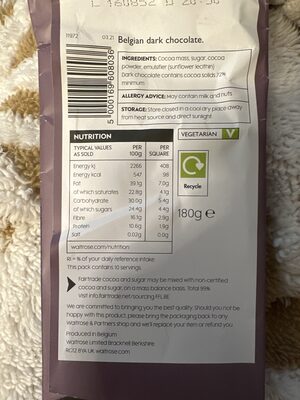 Waitrose Belgian Dark Chocolate 72% - Recycling instructions and/or packaging information