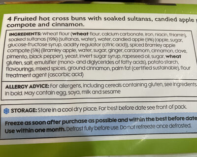 Spices Apple Hot Cross Buns - Ingredients