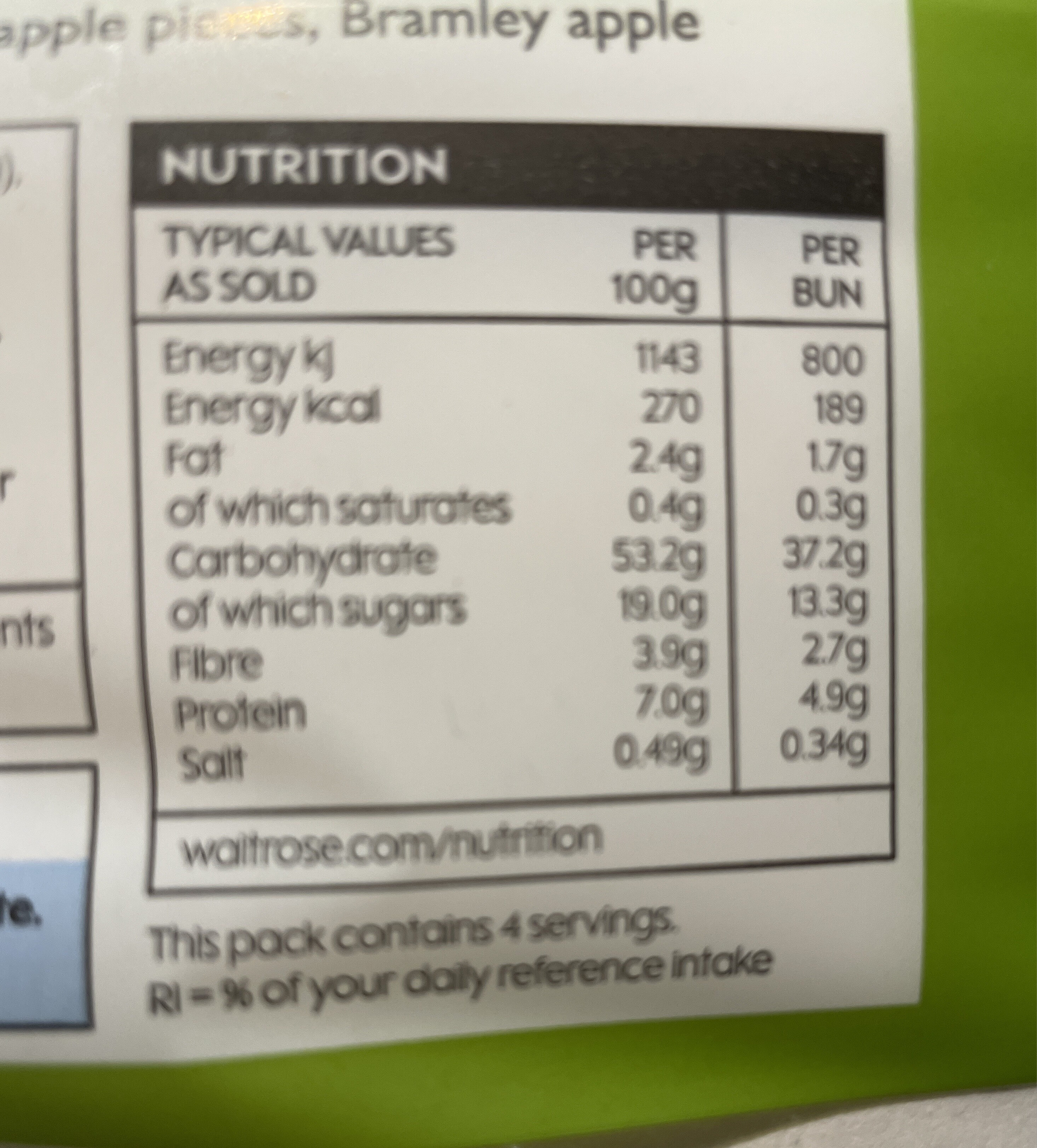 Spices Apple Hot Cross Buns - Nutrition facts