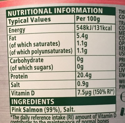 Saumon rose sauvage - Nutrition facts