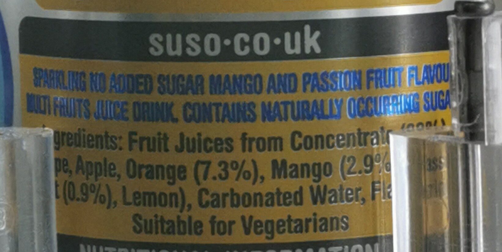 Mango and passionfruit soda - Ingredients