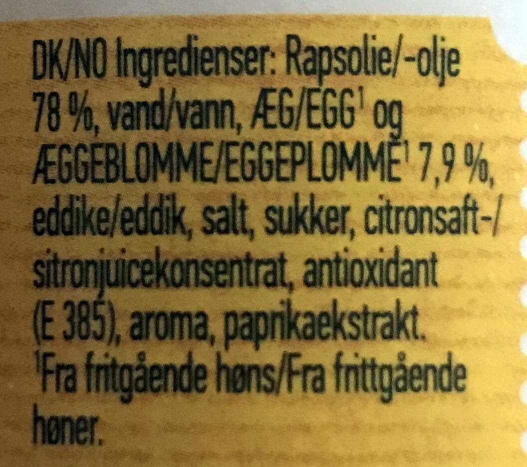 Real Mayonnaise - Ingredienser