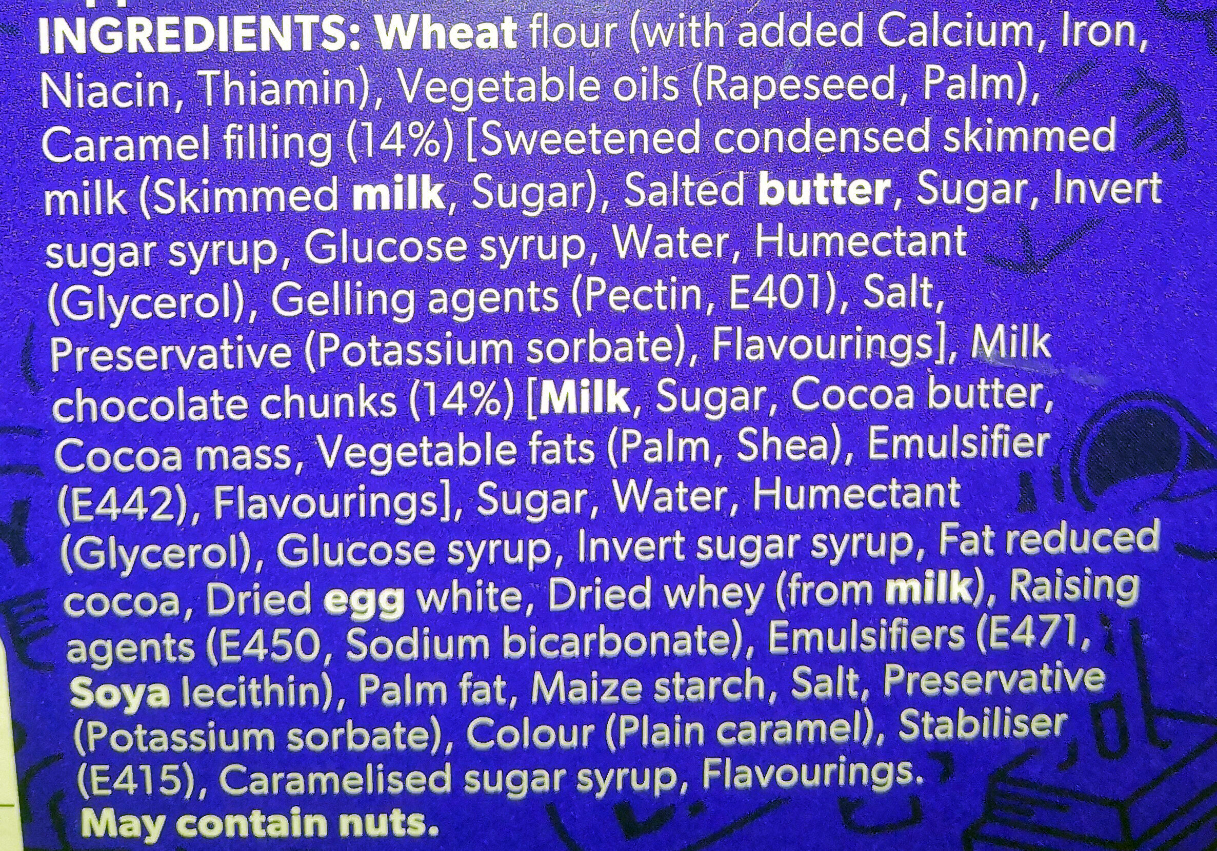 Dairy milk caramel cake slices - Ingredients - en