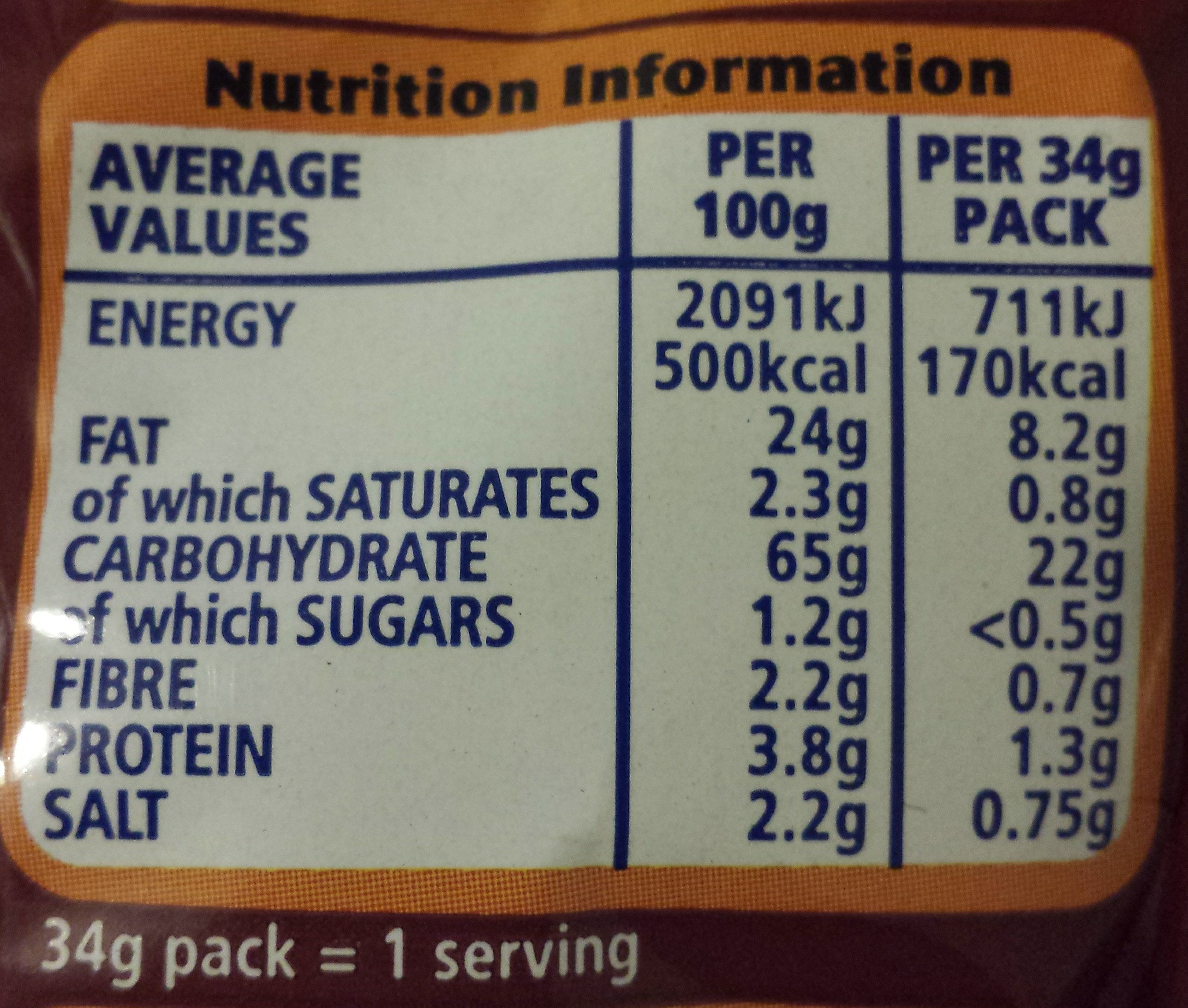 Hula Hoops BBQ Beef - Nutrition facts