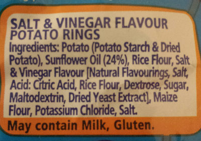 Hula Hoops Salt & Vinegar Flavour Potato Rings - Ingredients
