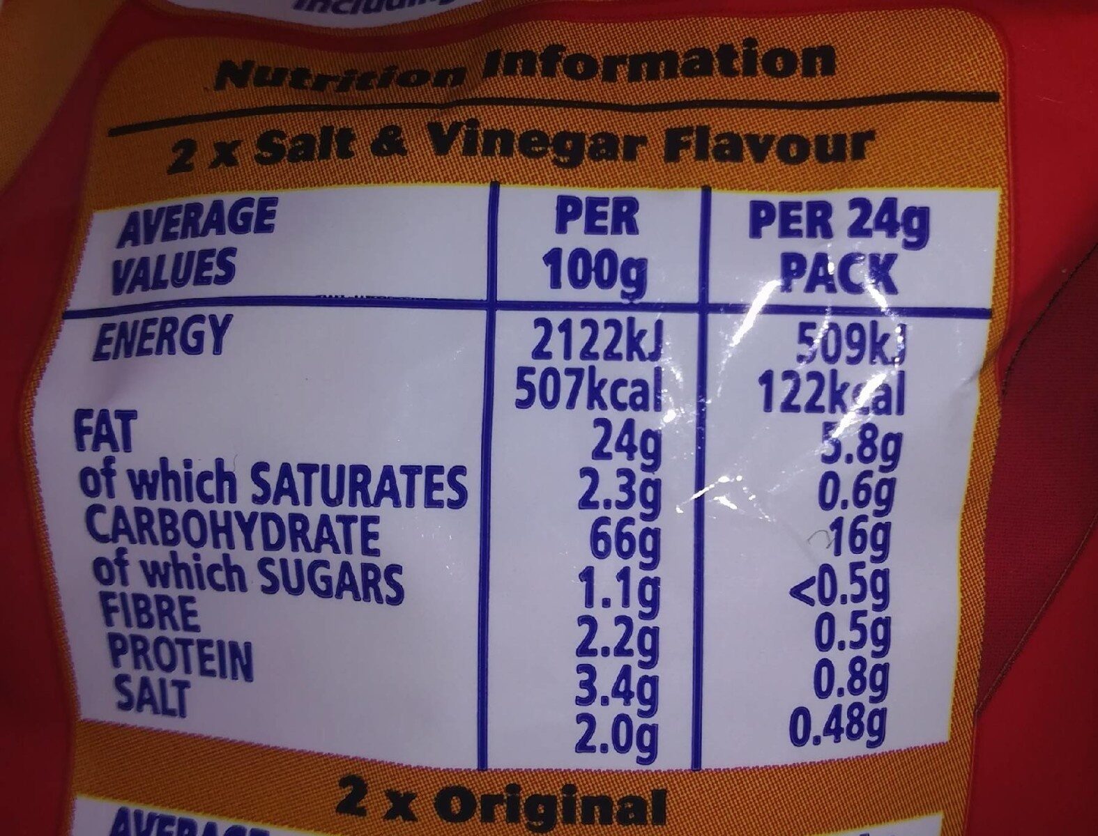 Hula Hoops Variety Pack Potato Rings - Nutrition facts