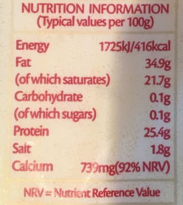 Mature Cheddar - Nutrition facts