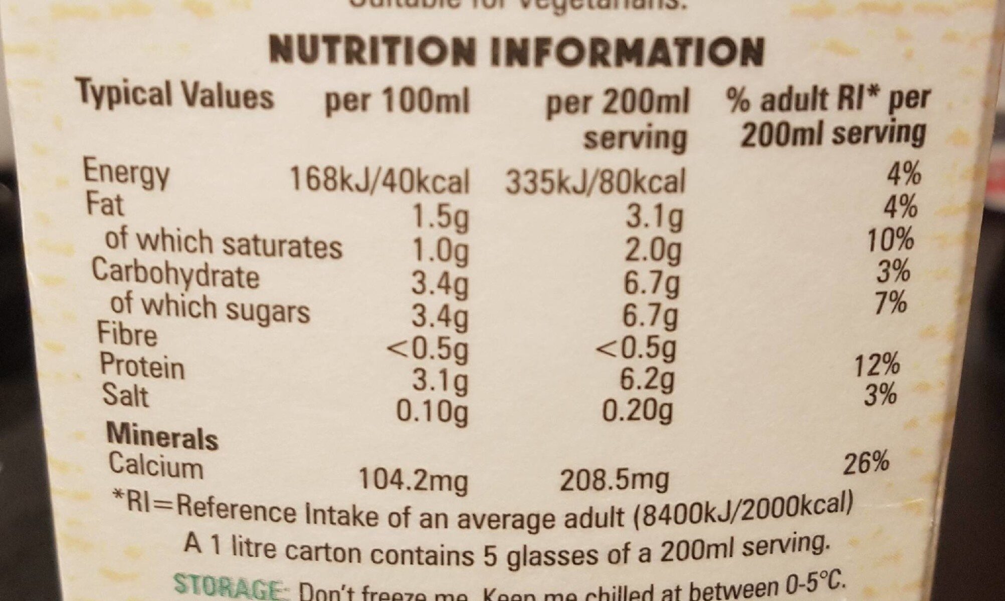 Lactose free Semi Skimmed - Nutrition facts