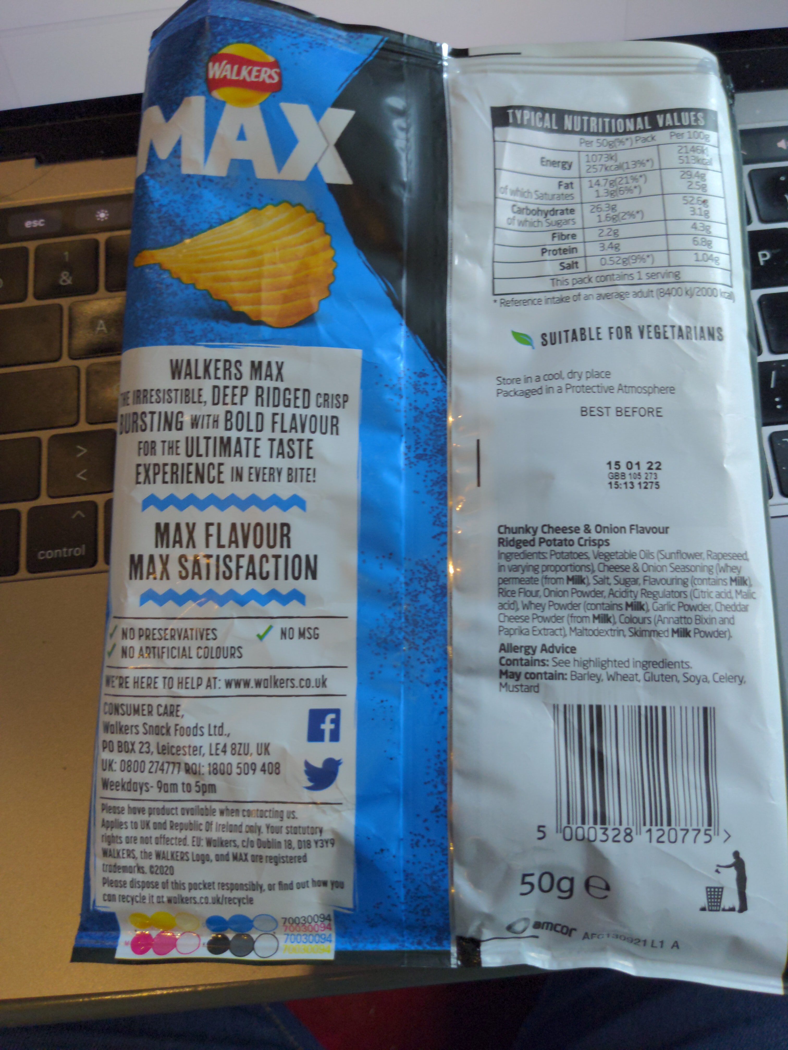 MAX - Cheese & Onion - Recycling instructions and/or packaging information