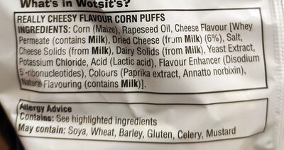 Wotsits Really Cheesy Snacks - Ingredients