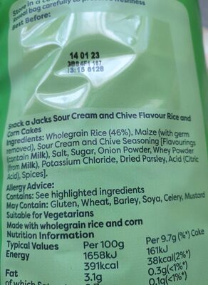 Cool Sour cream & chive - Ingredients