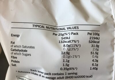 Ready Salted Crisps - Nutrition facts