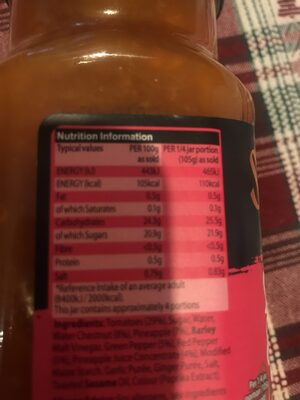Sharwood’s Sweet & Sour - Nutrition facts