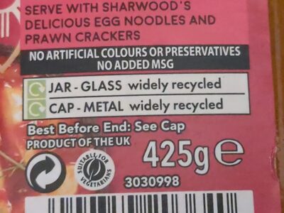 Sharwood’s Sweet & Sour - Recycling instructions and/or packaging information