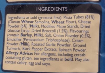 Pasta 'n' Sauce Cheese & Broccoli - Ingredients