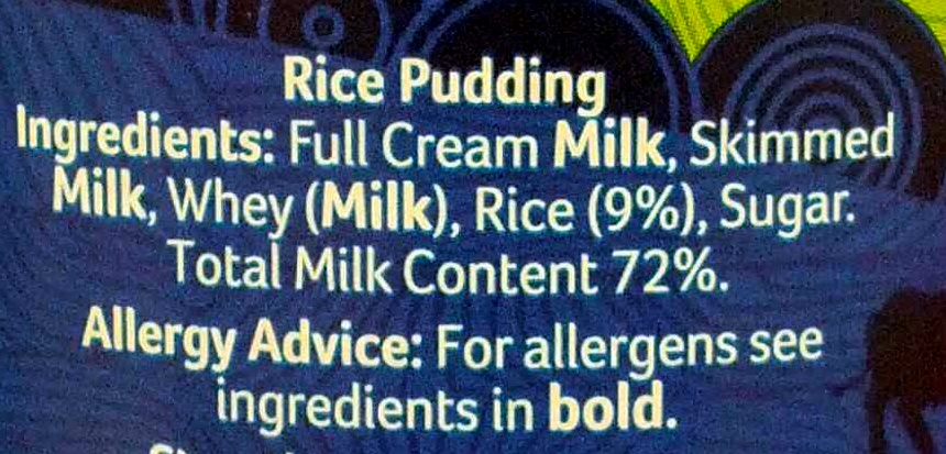 Ambrosia Rice pudding - Ingredients