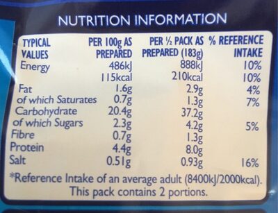 Pasta 'n' Sauce - Nutrition facts