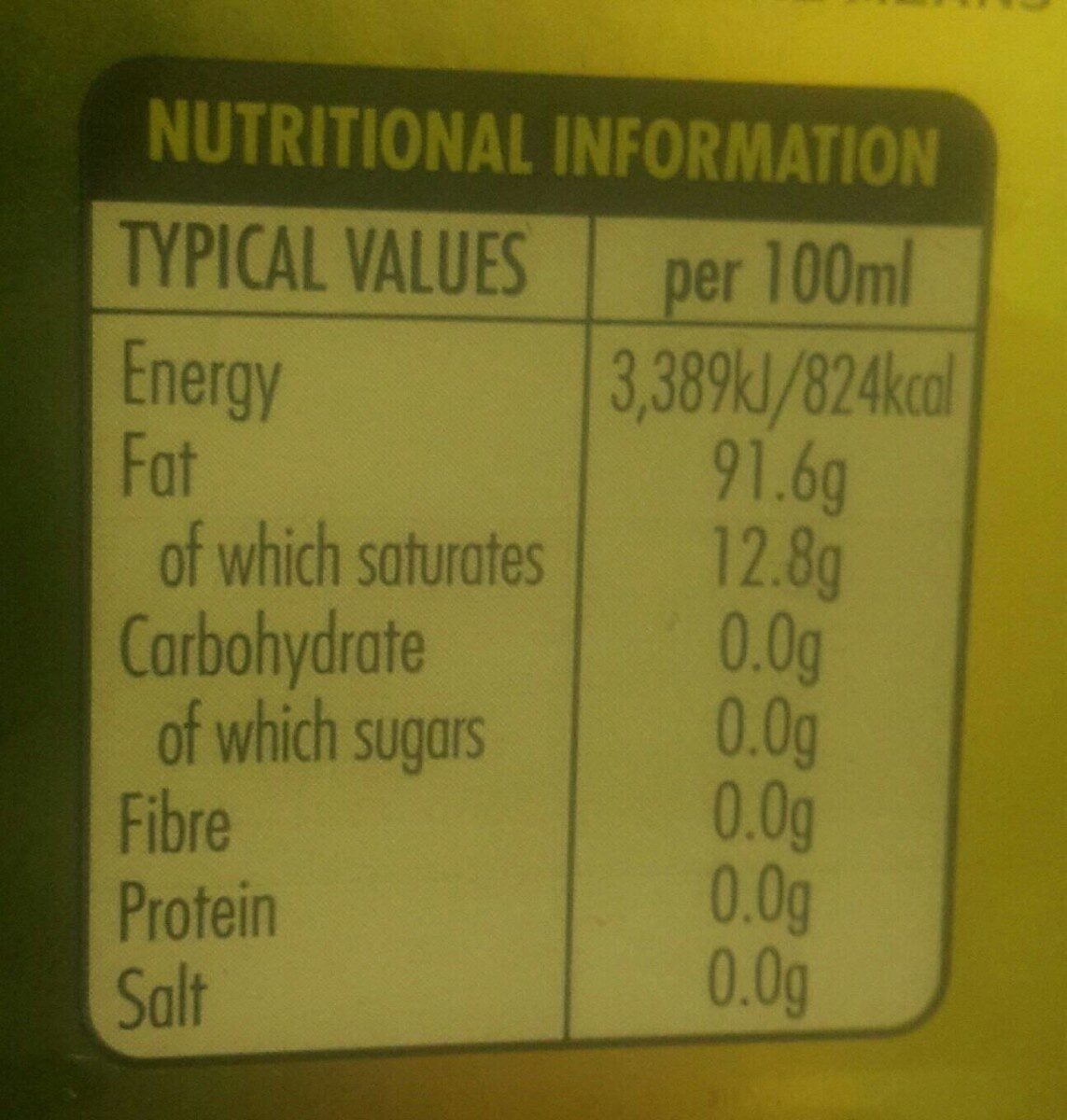Extra virgin olive oil - Nutrition facts