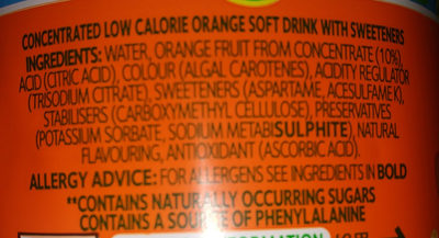 Simply fruity squash orange - Ingredients