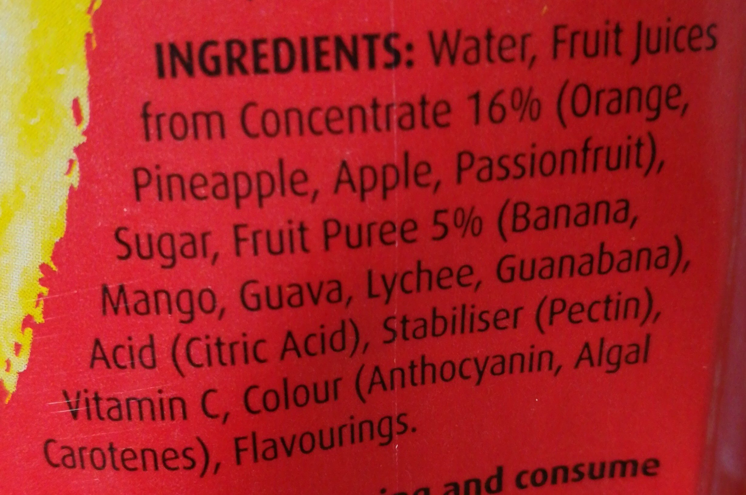 Sun Exotic Tropical Fruit - Ingredients