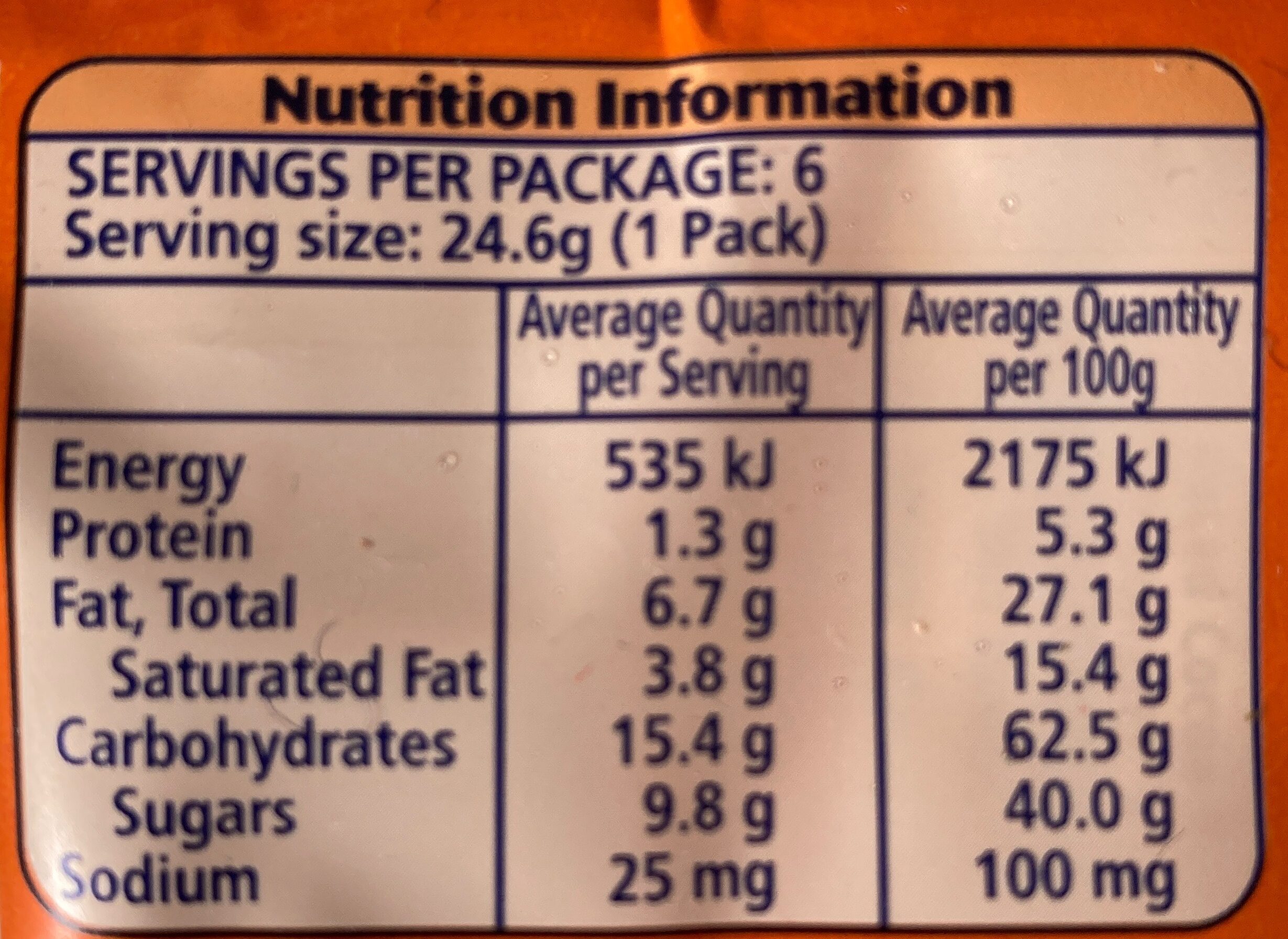 Penguin Orange - Nutrition facts