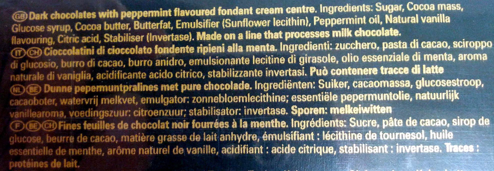 AFTER EIGHT Coffret 300g - Ingredients