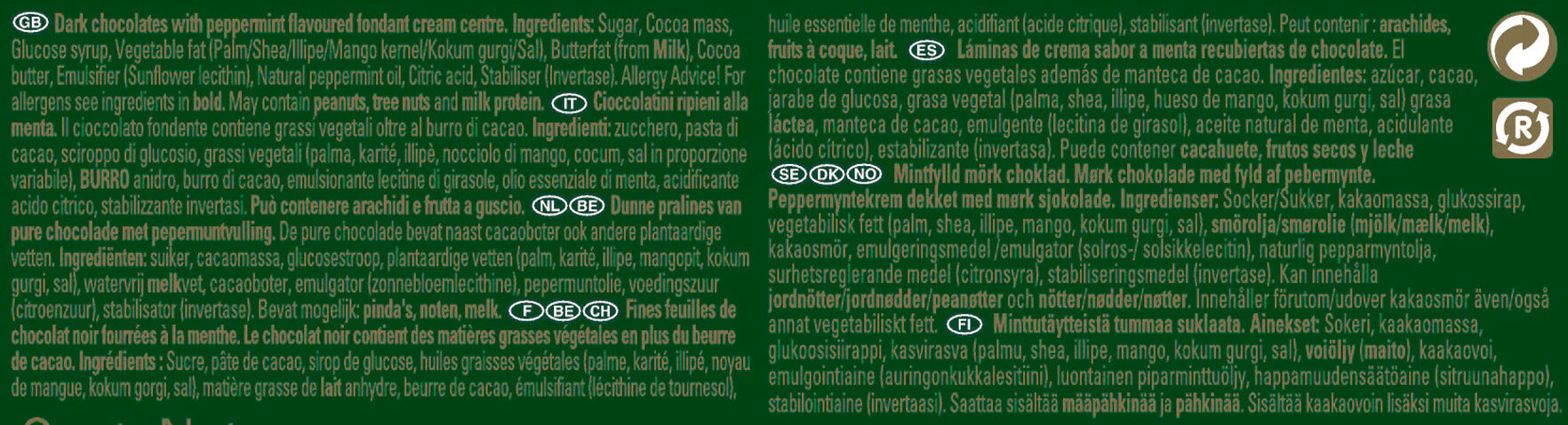 AFTER EIGHT Coffret 300g - Ingredients - fr