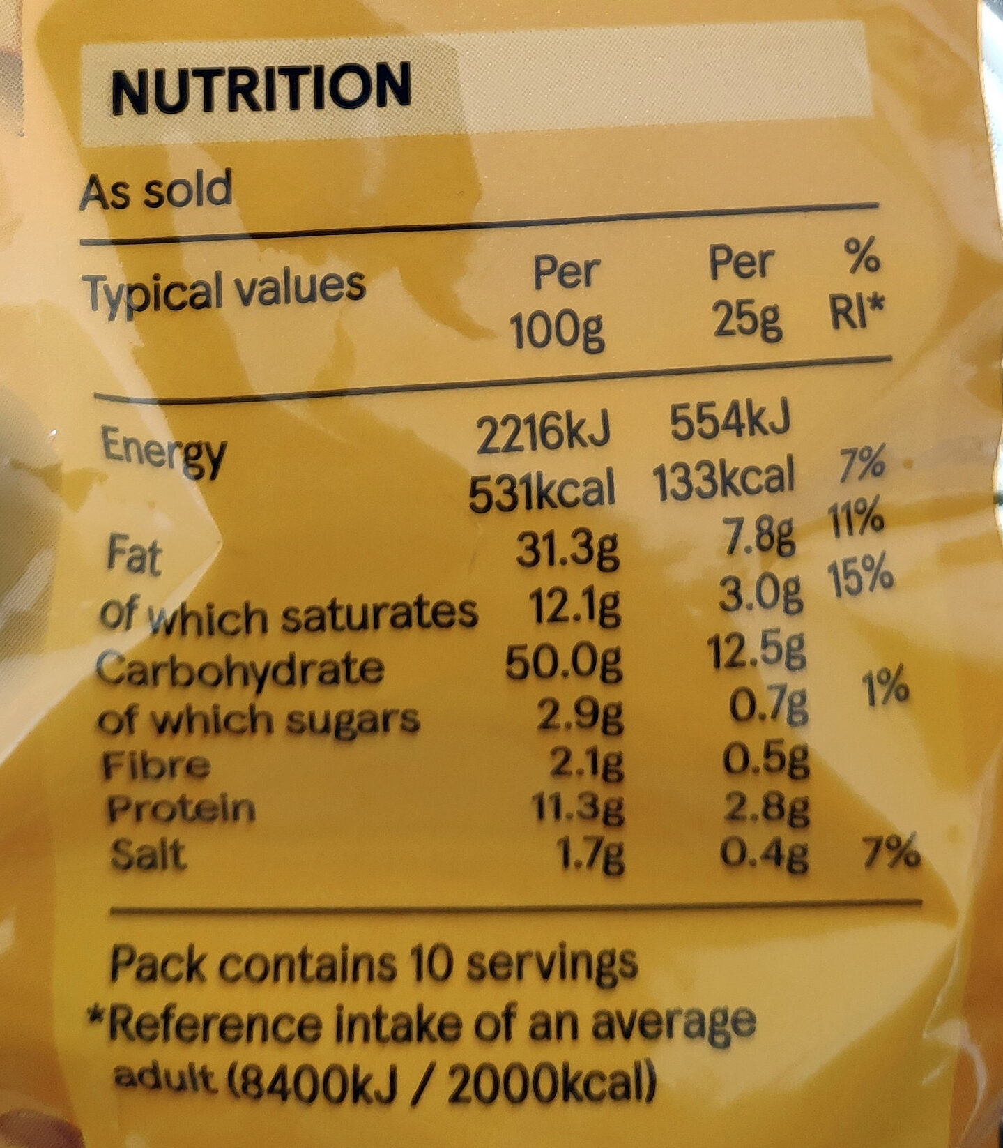 Cheese Savouries - Nutrition facts