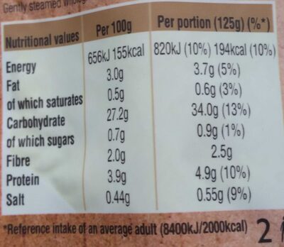 Wholegrain Savoury Chicken Flavoured Rice - Nutrition facts