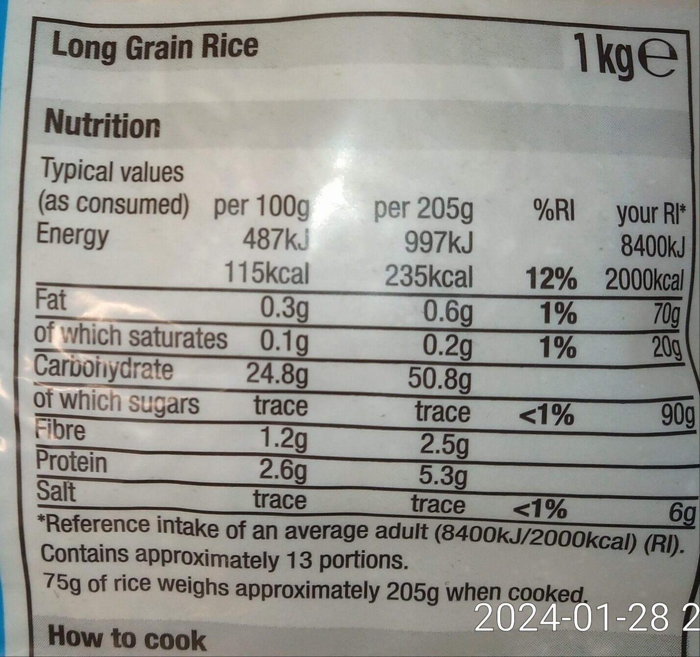 Long Grain Rice - Ingredients