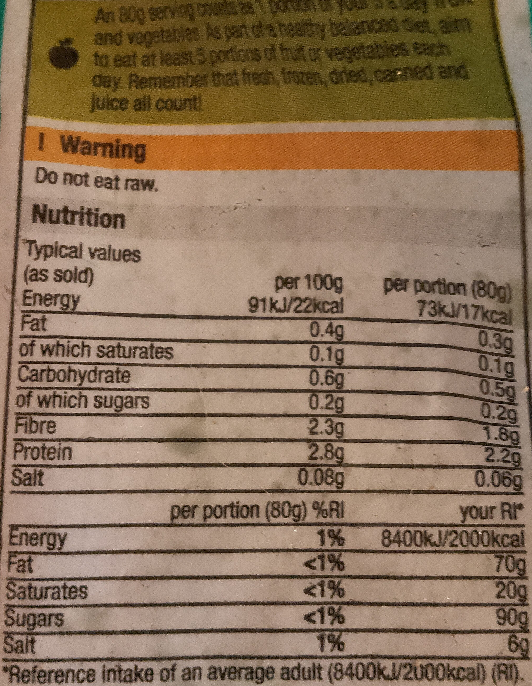 Whole Leaf spinach - Nutrition facts