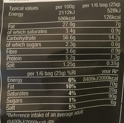 Scottish mature cheddar and onion crisps - Nutrition facts