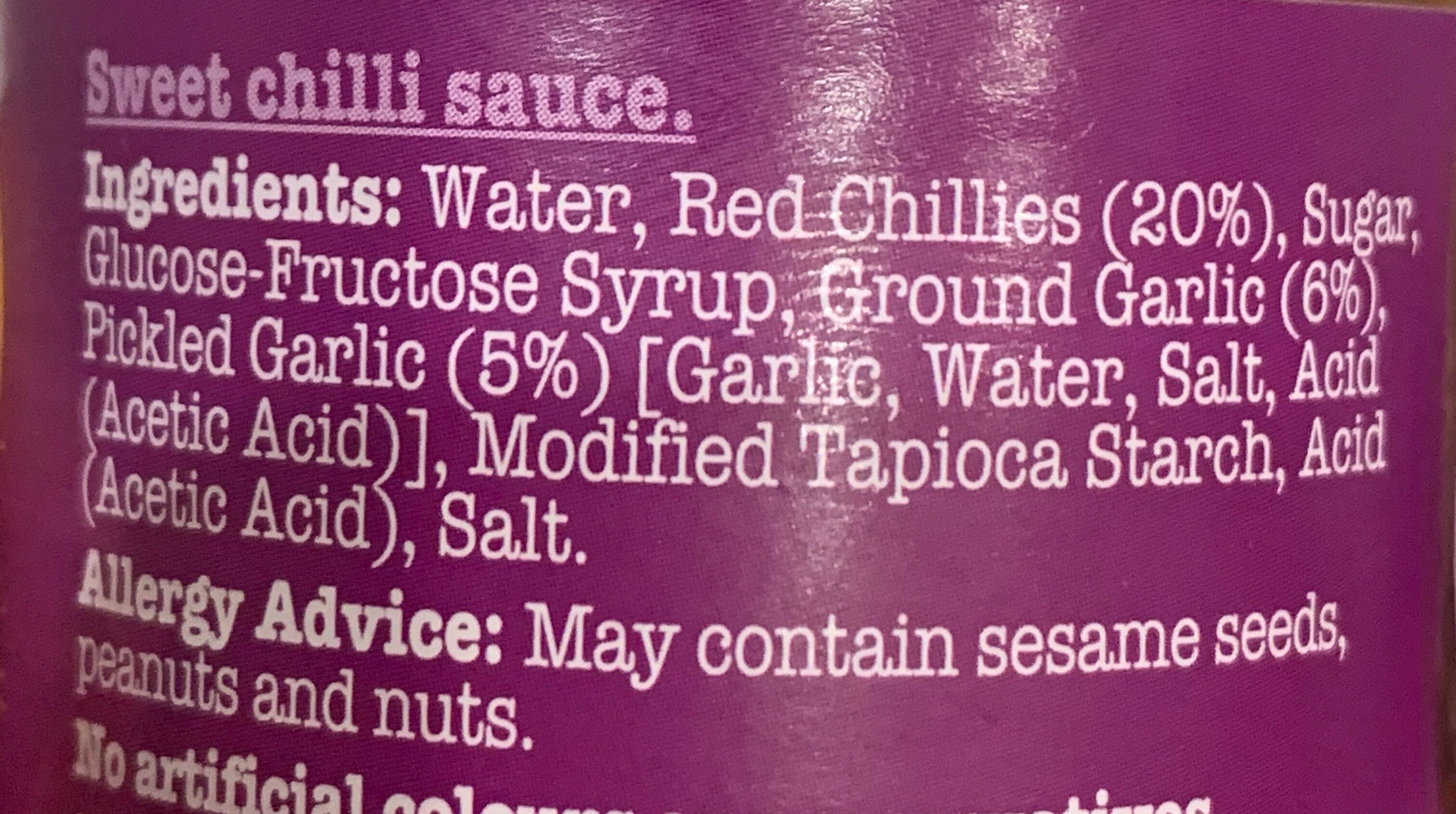 sweet chilli sauce - Ingredients