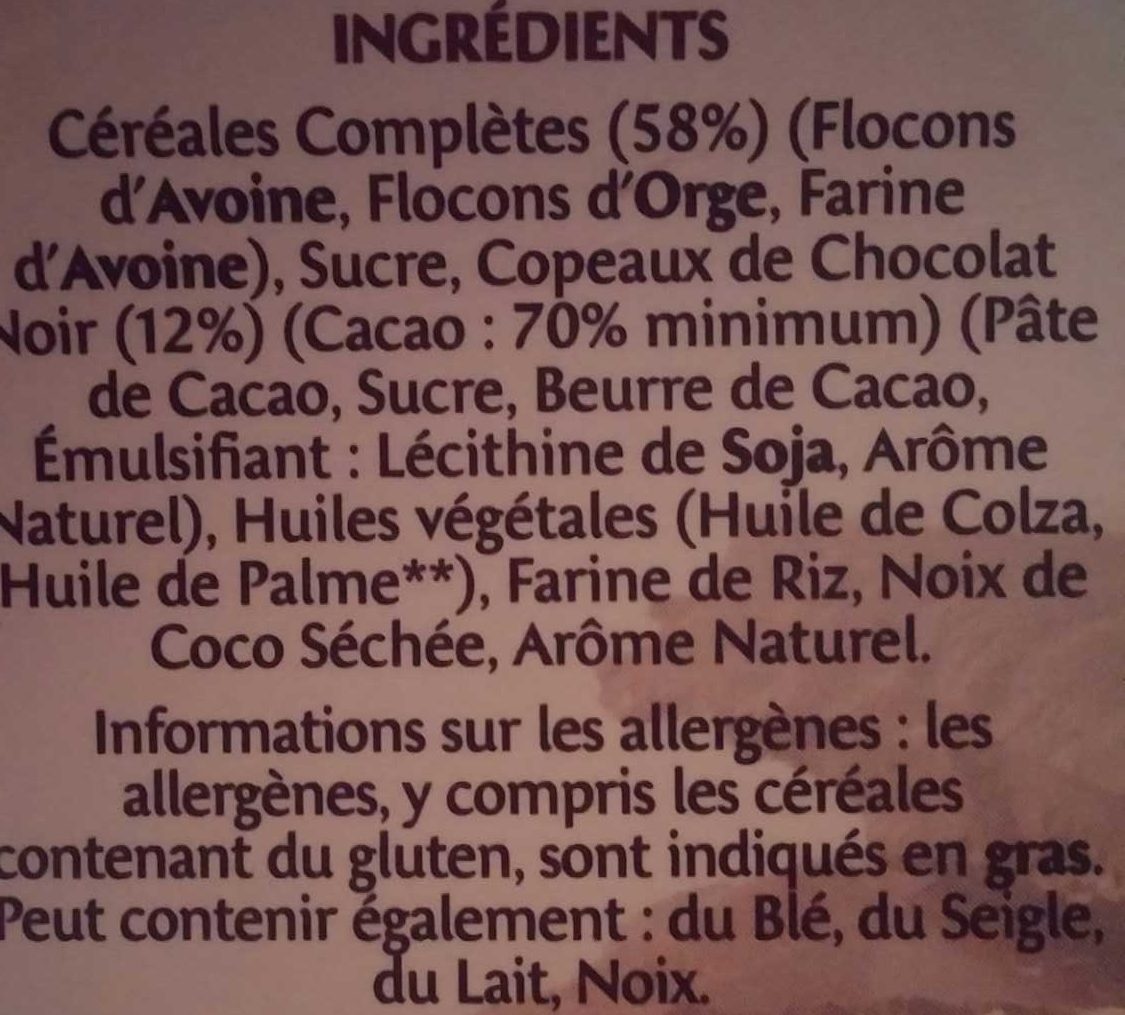 Country Crisp - Céréales complètes & chocolat noir - Ingredients - fr