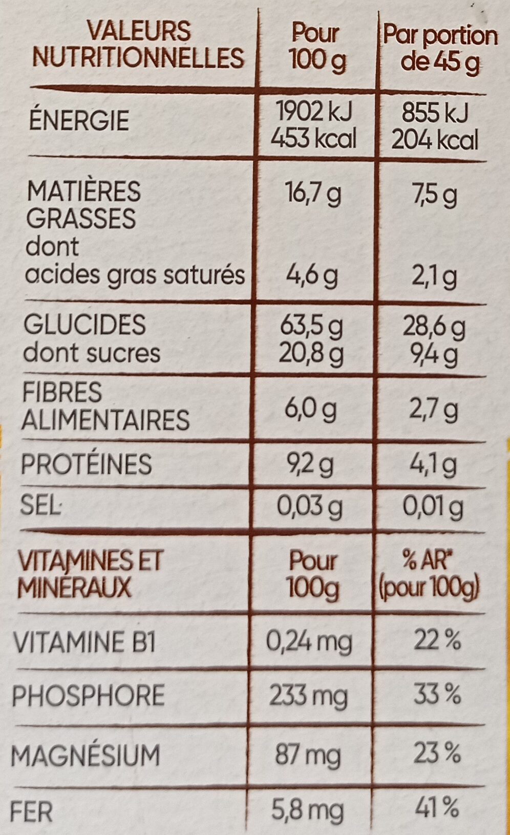 Country Crisp - Chocolat noir 70% cacao - Voedingswaarden - fr