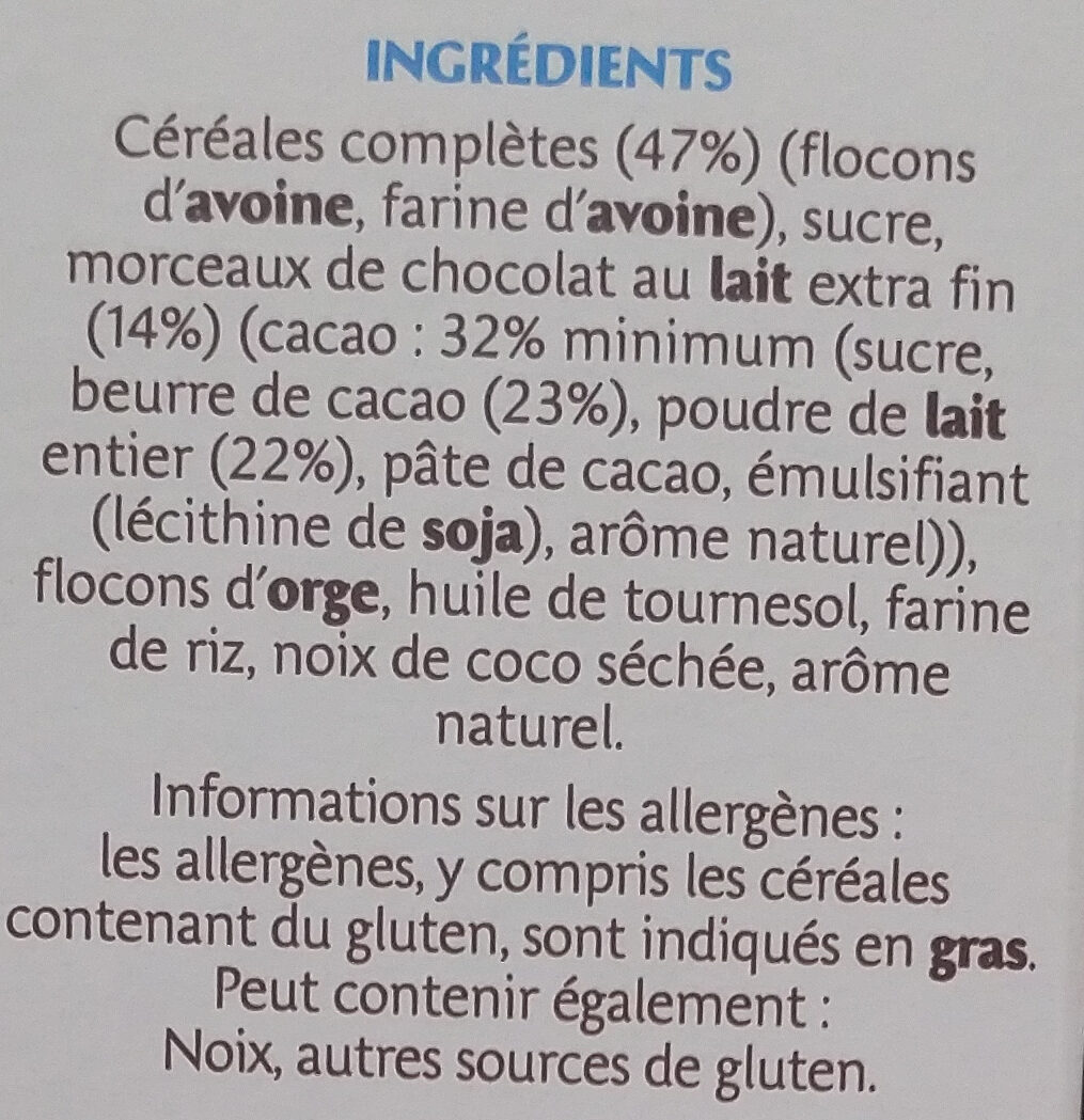 Country Crisp chocolat au lait - Ingredients - fr