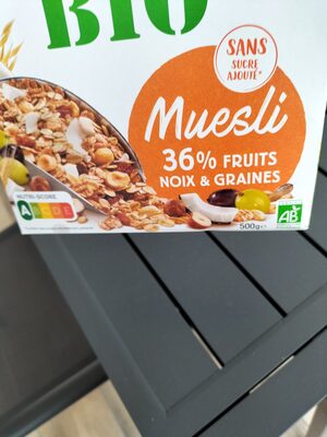 Muesli bio 36% fruits, noix & graines - Ingredientes - fr