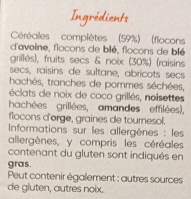 Special Muesli 30% fruits & noix - Ingredienser - fr