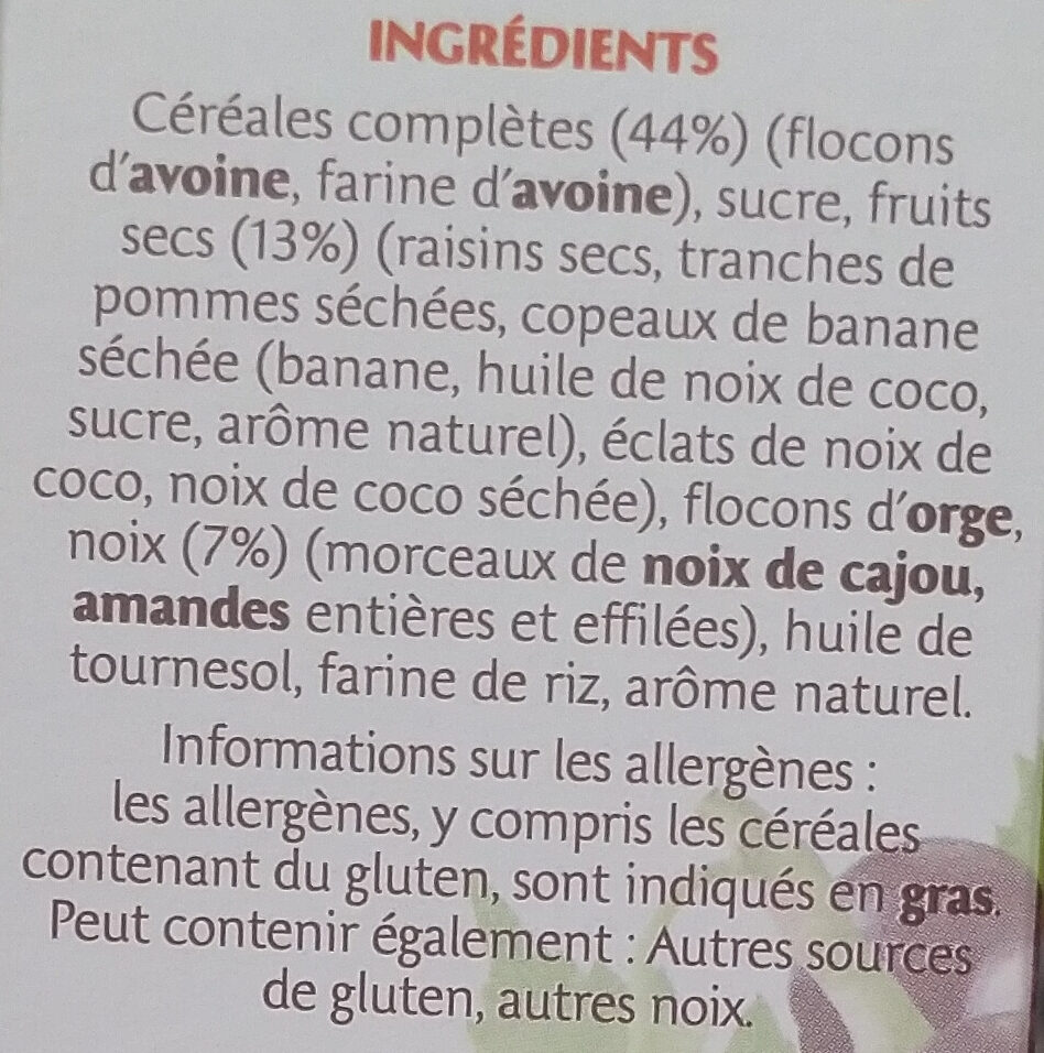 Country Crisp Fruits & Noix - Ingredients - fr