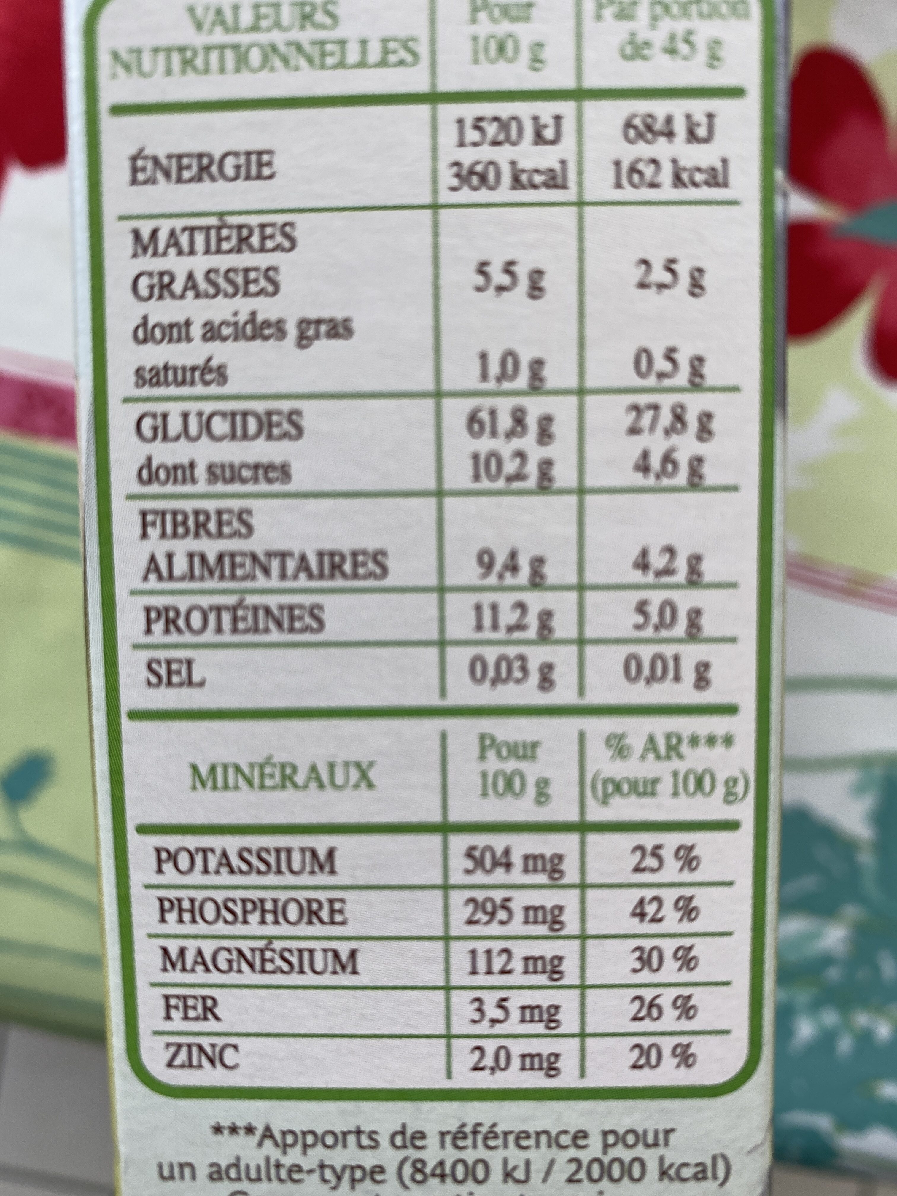 Muesli Bio Superfruits & Graines - Nutrition facts - fr