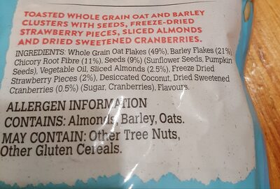 Low Sugar Granola Strawberry and Seeds - Nutrition facts