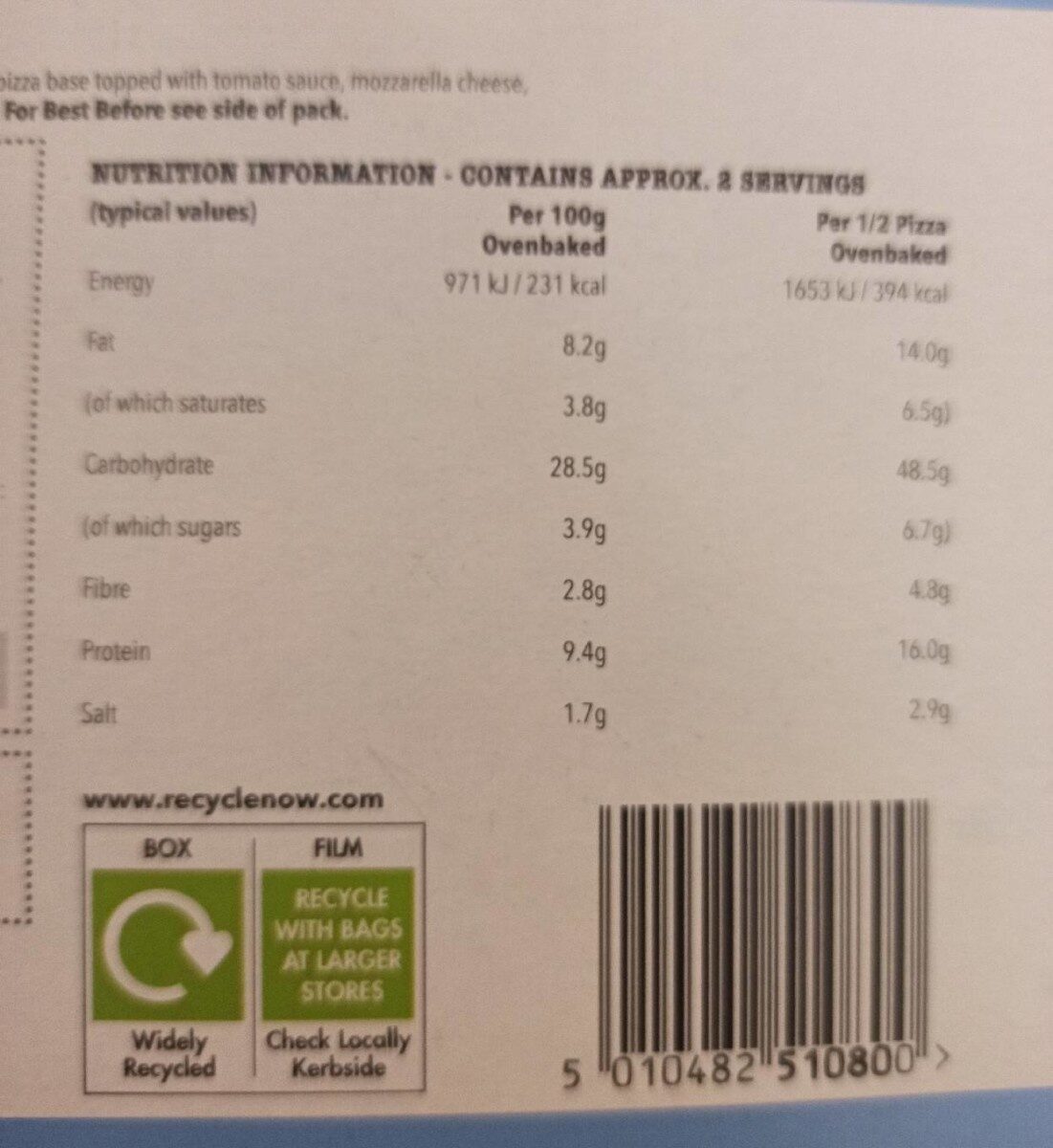 Spicy double pepperoni pizza - Nutrition facts